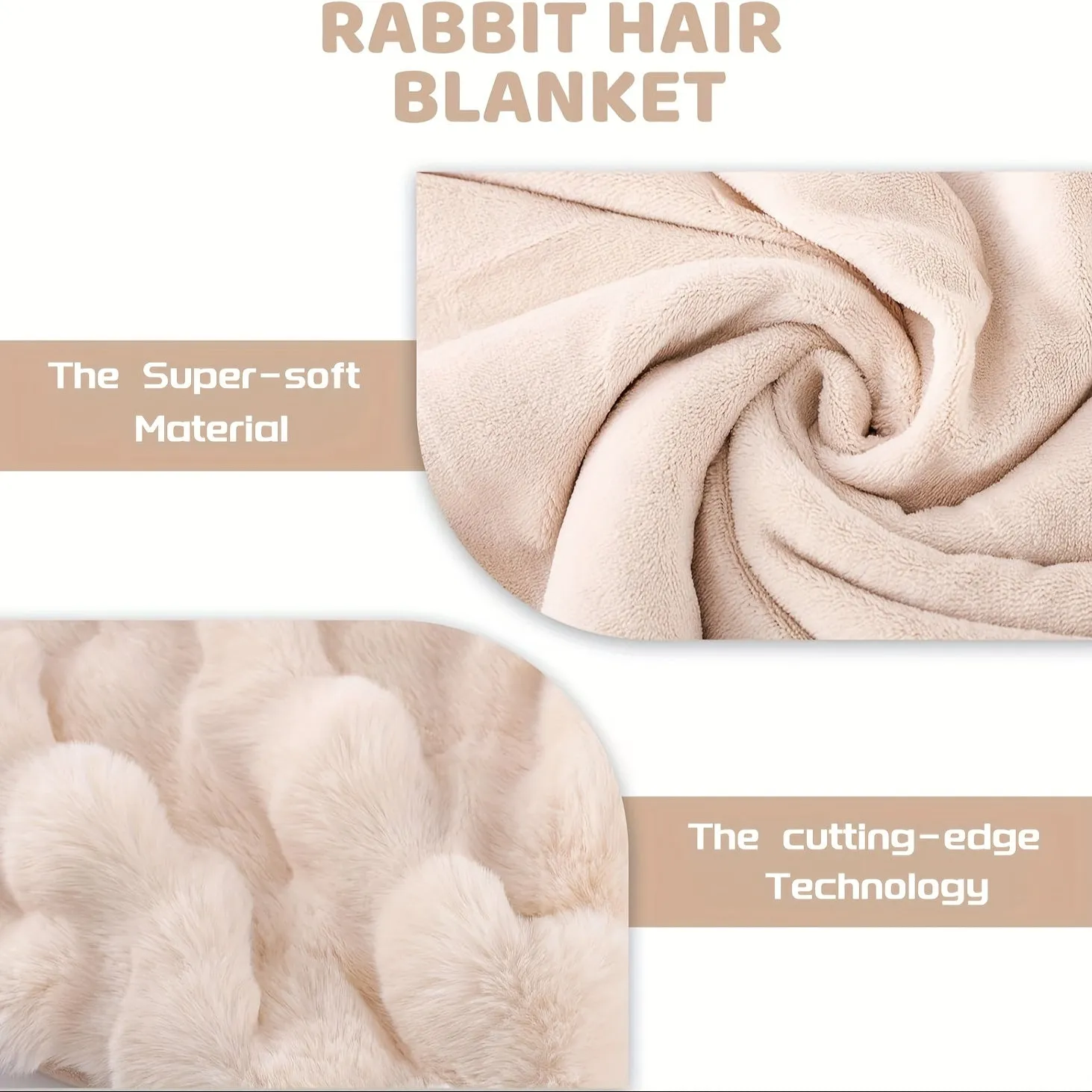 1pc Faux Rabbit Throw Blanket, Warm Cozy Bed Blanket, For Sofa Ruched Plush Fuzzy Elegant Soft Reversible, For Living Room Bedroom, Multi-purpose Gift Blanket For All Seasons