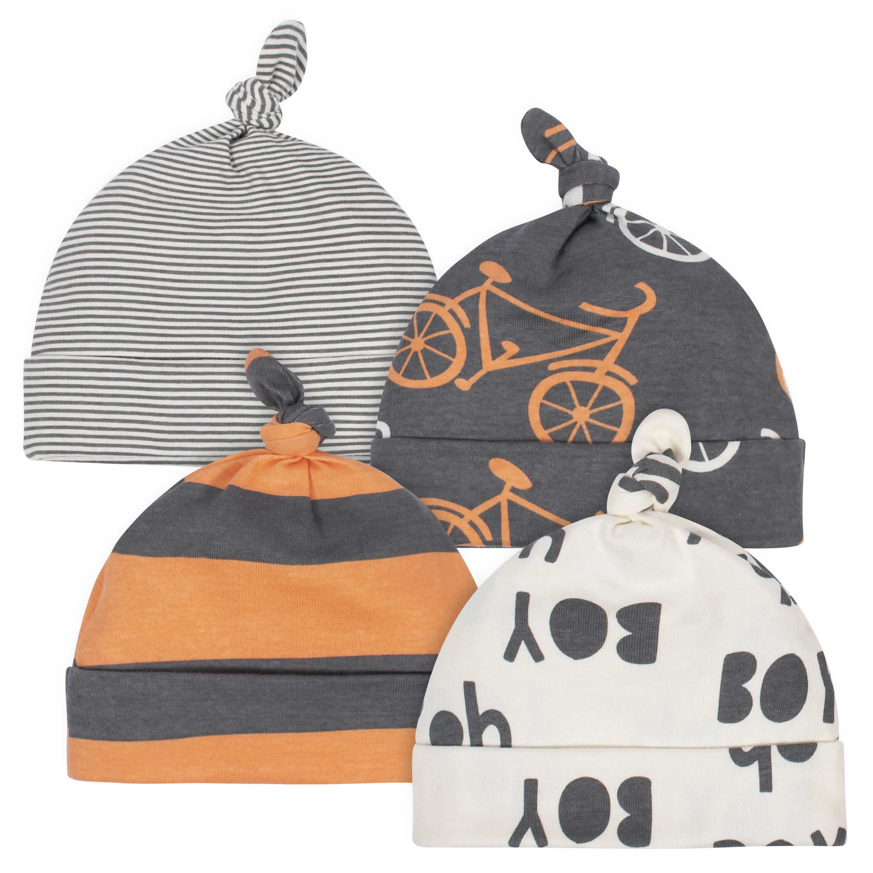 4-Pack Baby Boys Comfy Stretch Bicycle Caps