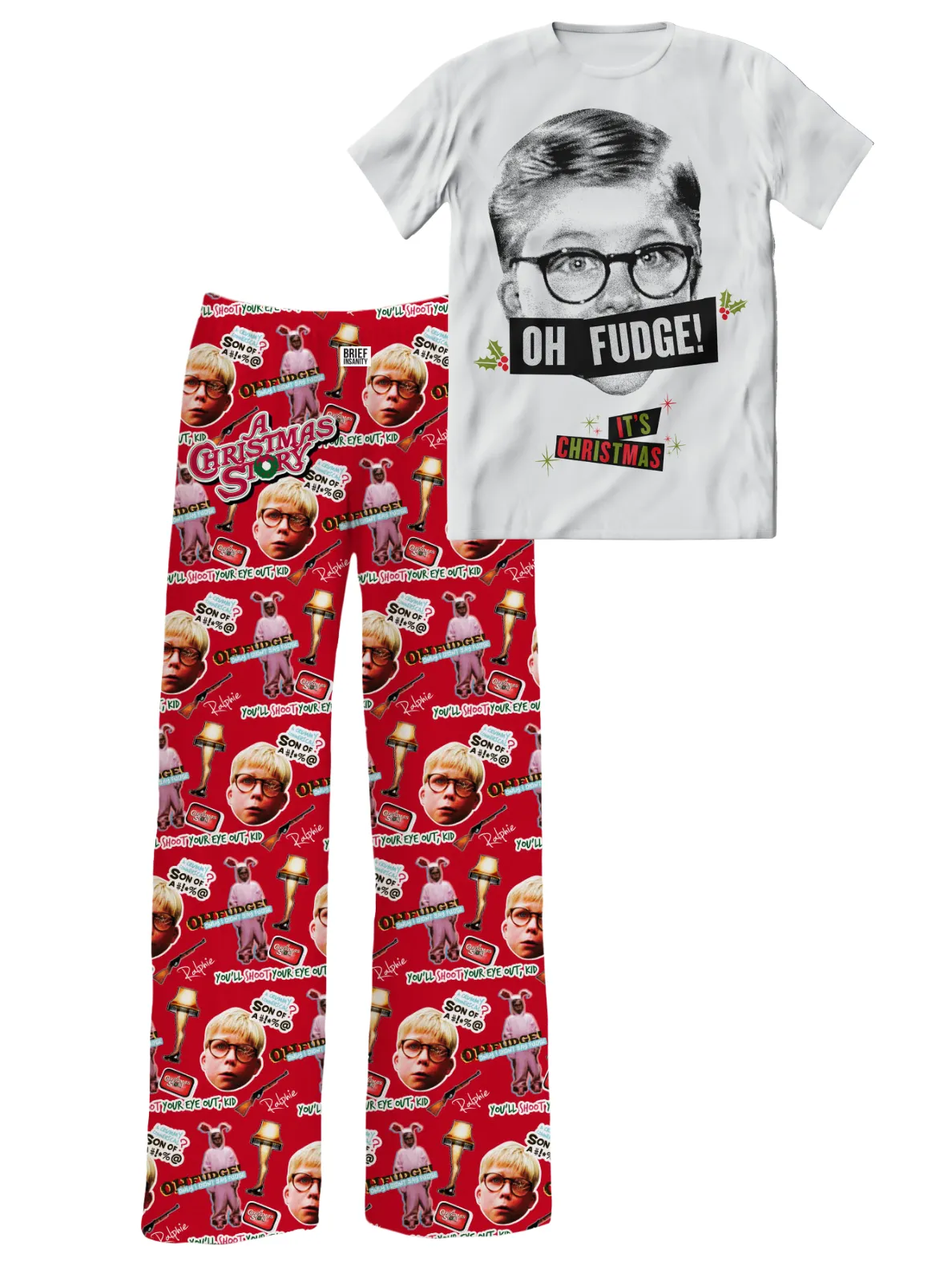 A Christmas Story Pajama Set – Sleep Shirt & Pajama Pants (Red Ralphie Oh Fudge)