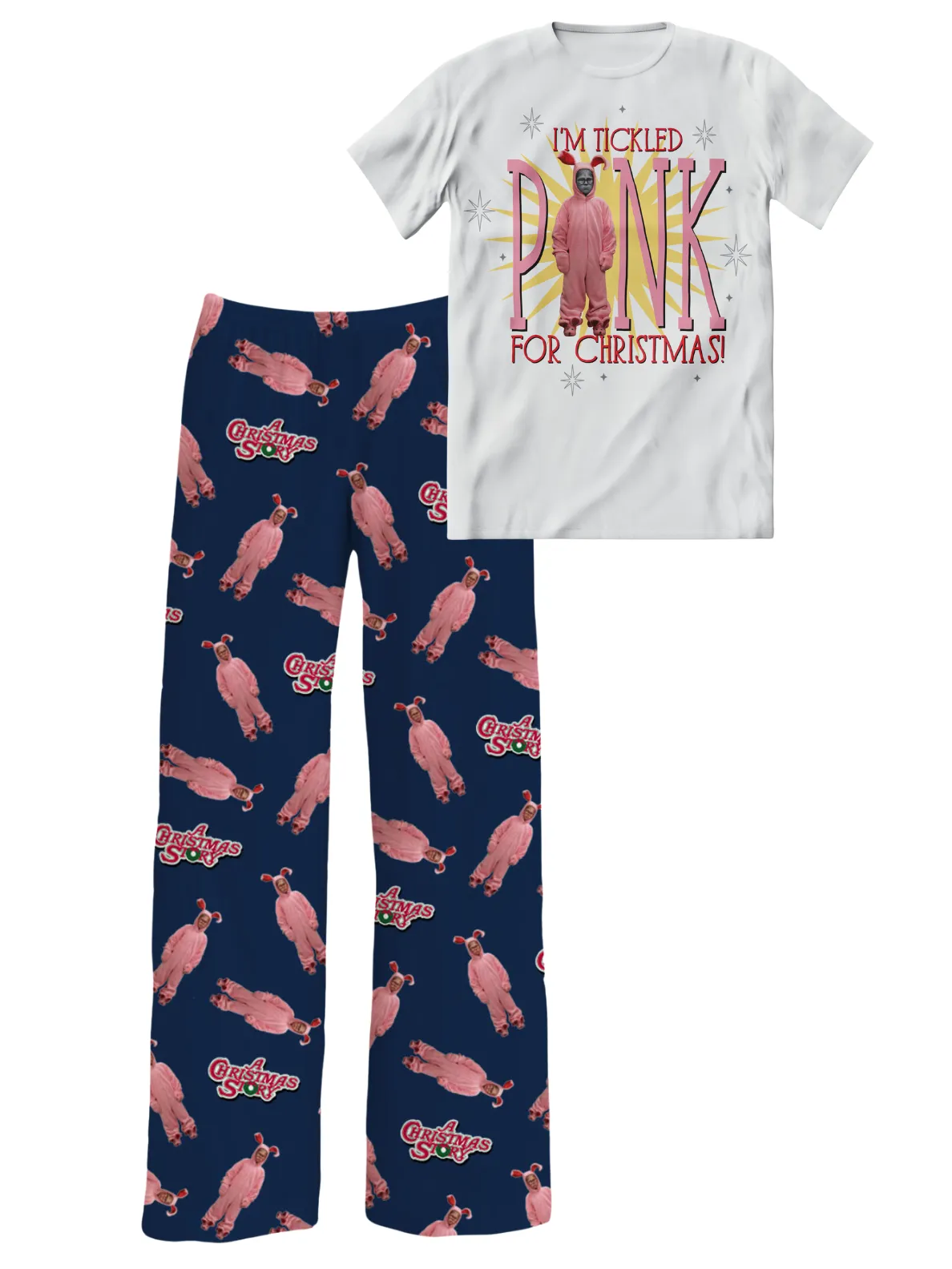 A Christmas Story Pajama Set – Sleep Shirt & Pajama Pants (Tickled Pink Christmas)