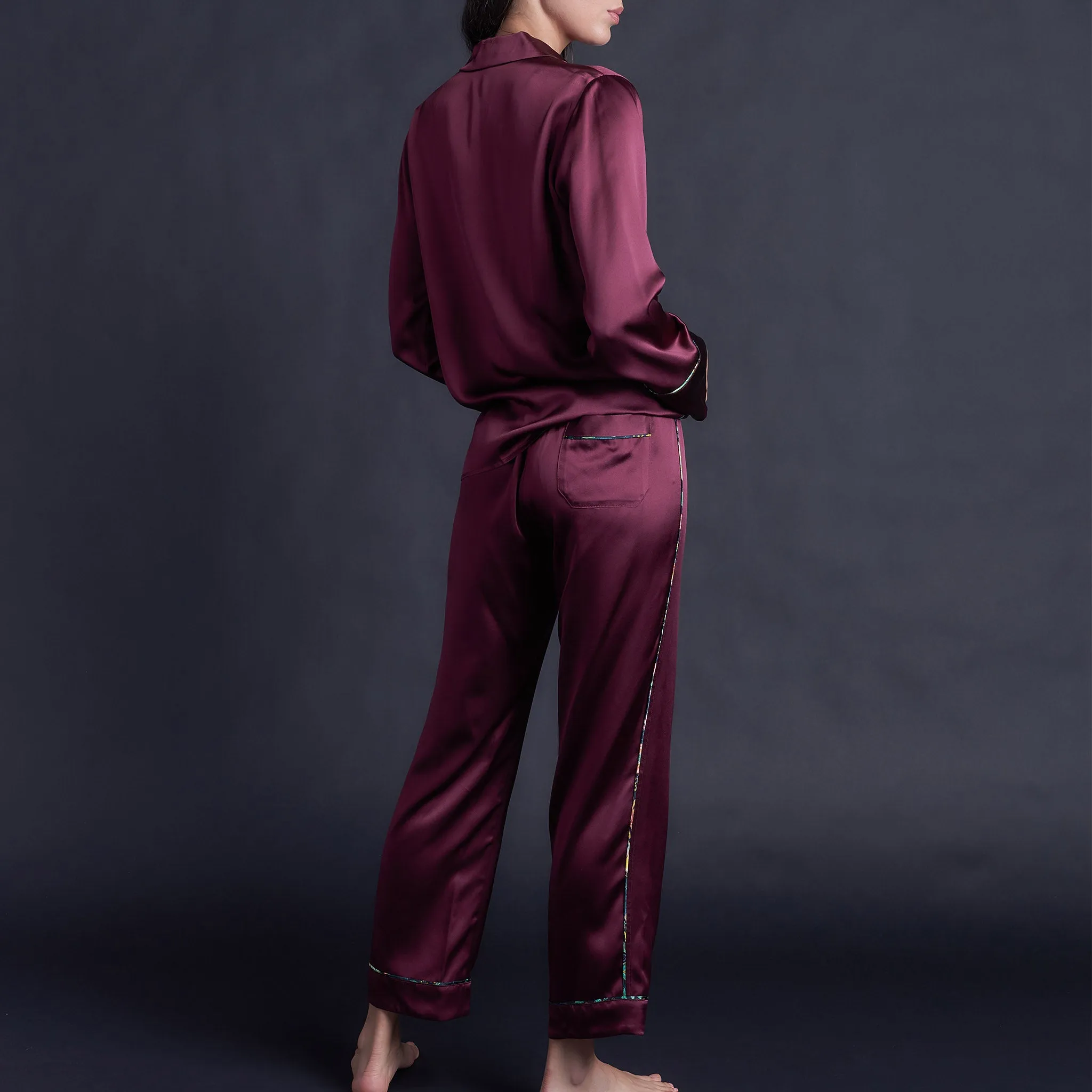 Annabel Pajama Top in Garnet Silk Charmeuse