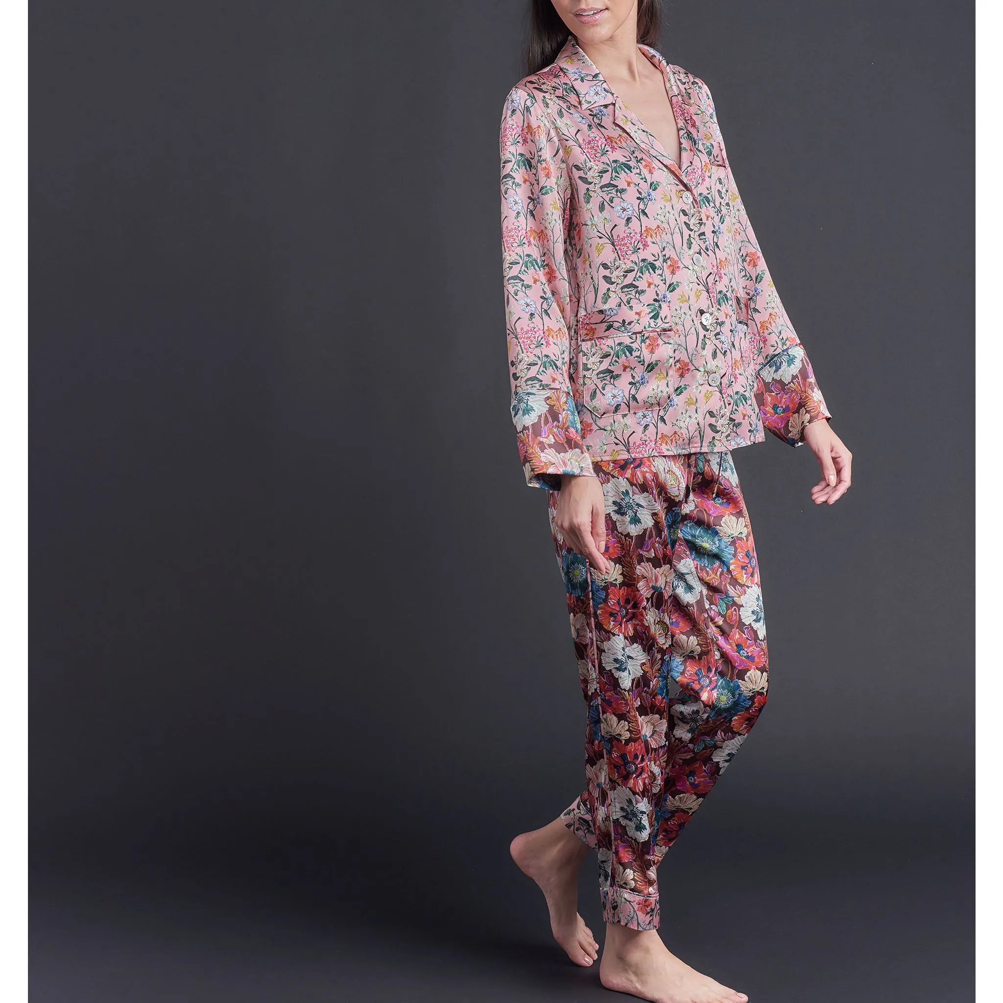 Annabel Pajama Top in Lockwood Liberty Print Silk Charmeuse