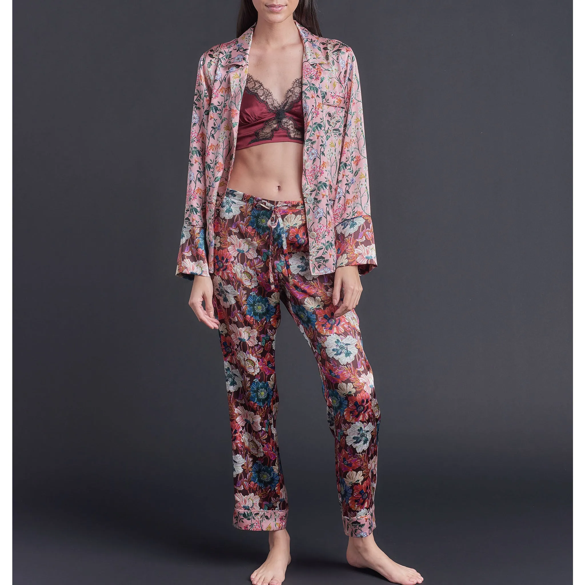 Annabel Pajama Top in Lockwood Liberty Print Silk Charmeuse