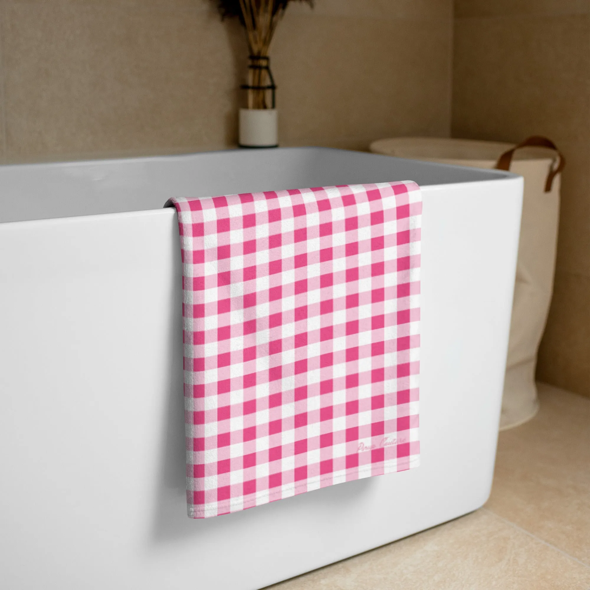 Arden Everything Nice Pink Gingham Beach & Bath Towel | Pinup Couture Home