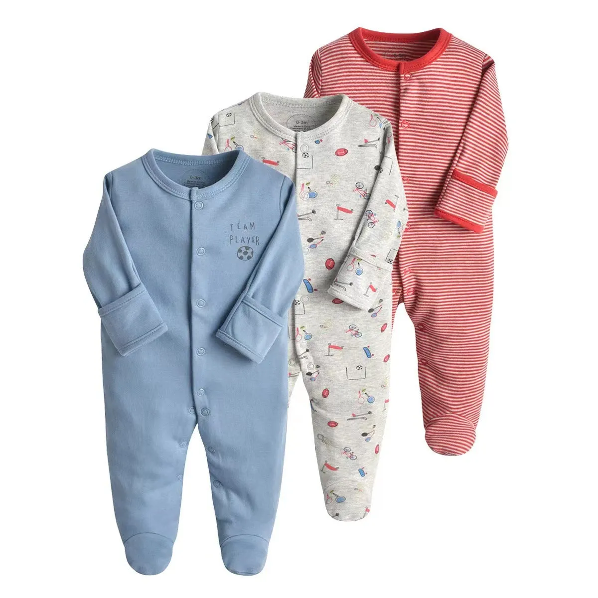 Baby Girls 3-Pack Sleep 'N Play Footies Multi Pack