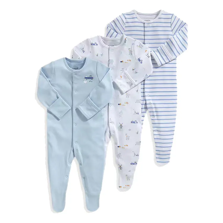 Baby Girls 3-Pack Sleep 'N Play Footies Multi Pack