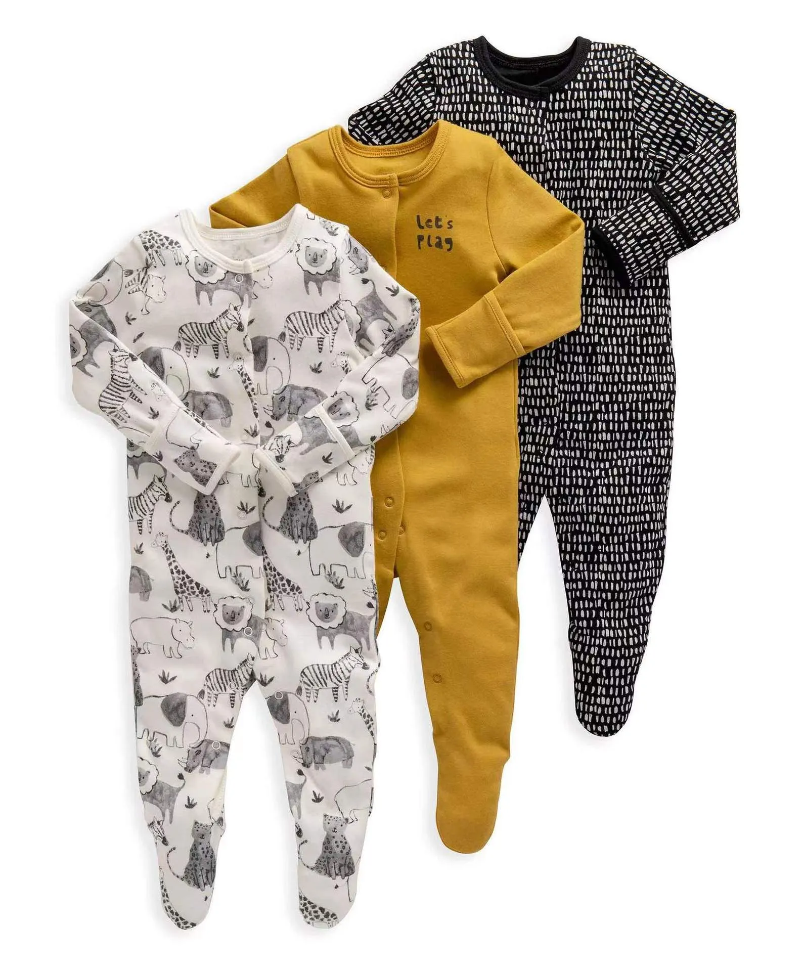 Baby Girls 3-Pack Sleep 'N Play Footies Multi Pack