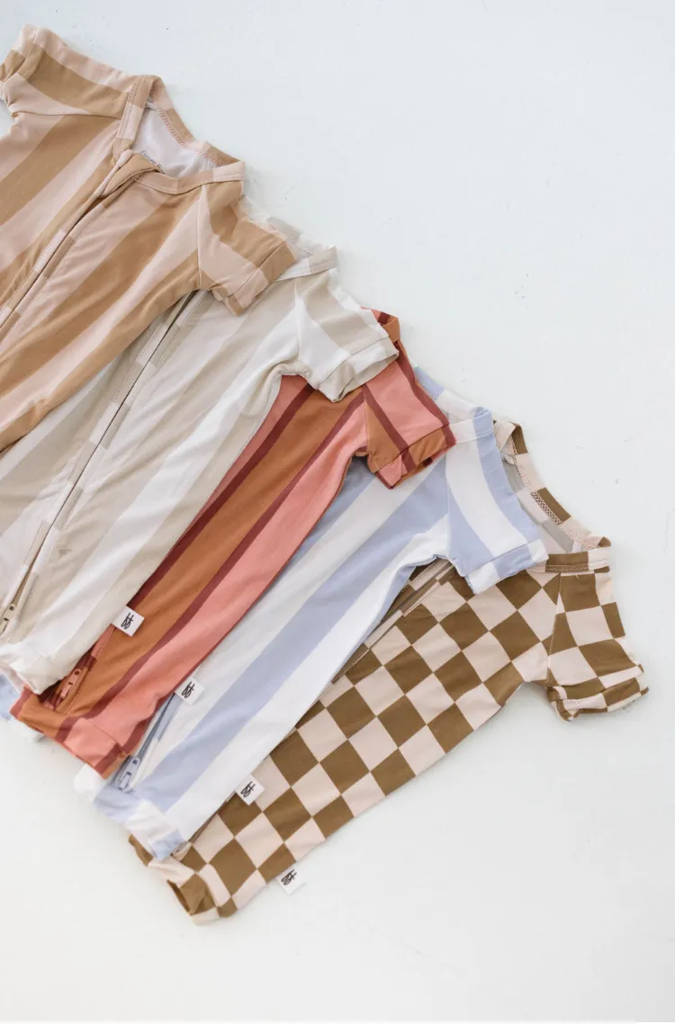 Bamboo Zip Shortie  | Peach Stripe