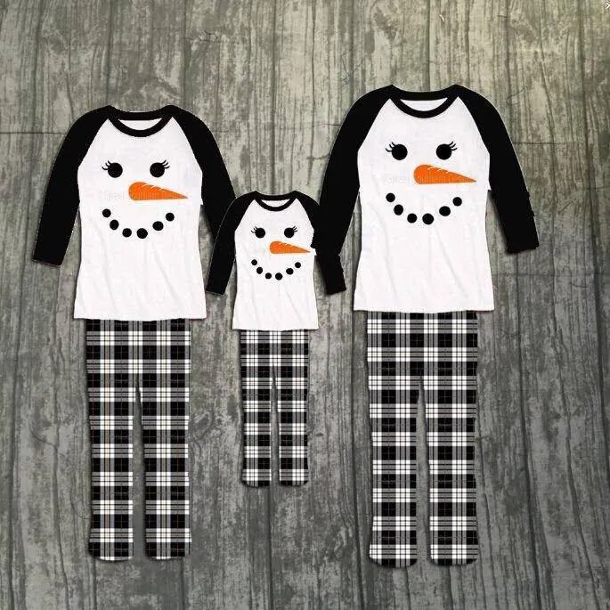 B&W Plaid Snowman Family Christmas Pajamas - AND PET BANDANA!