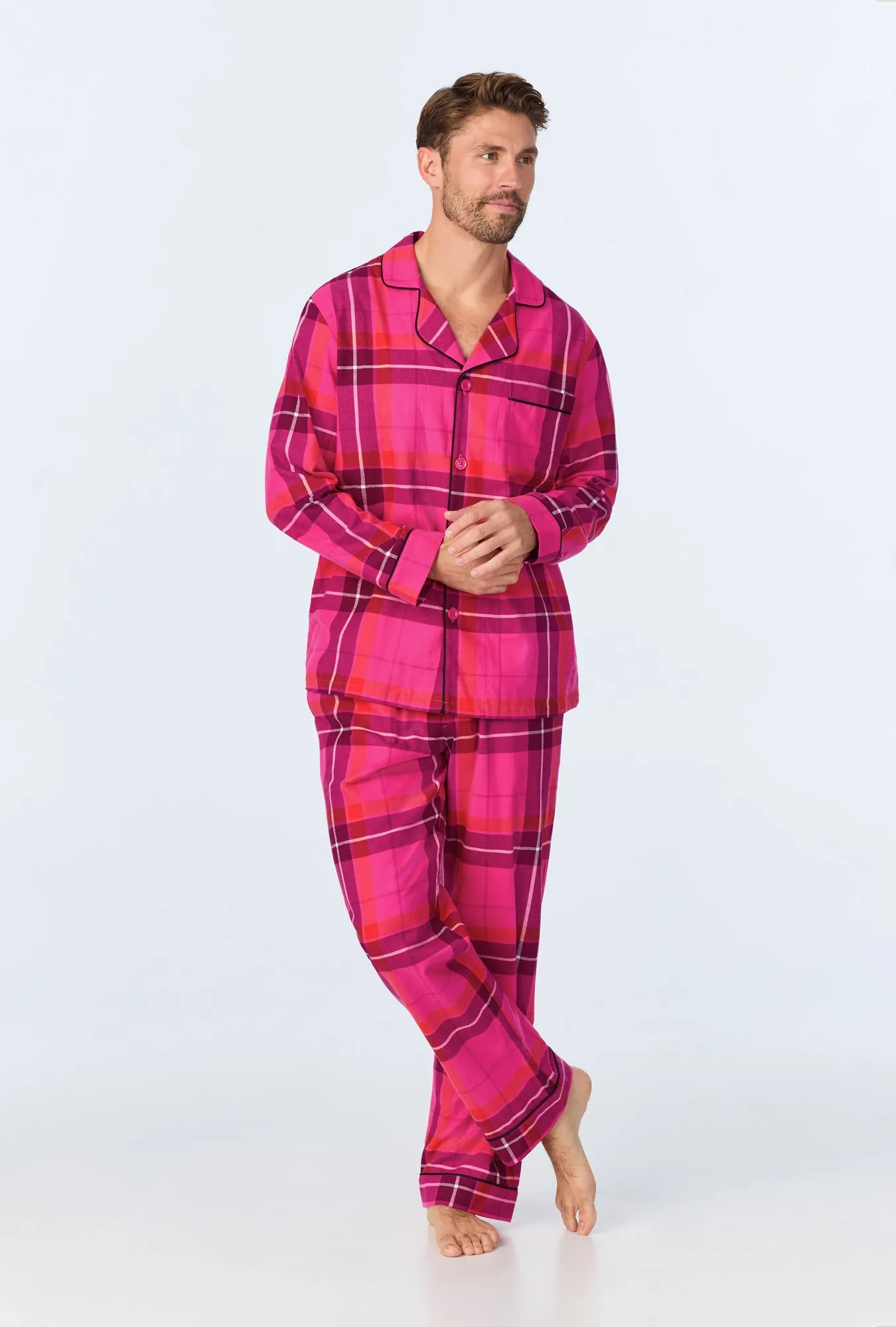 BedHead x Mr. Turk Aurora Plaid Men's Long Sleeve Classic Woven Portuguese Flannel PJ Set