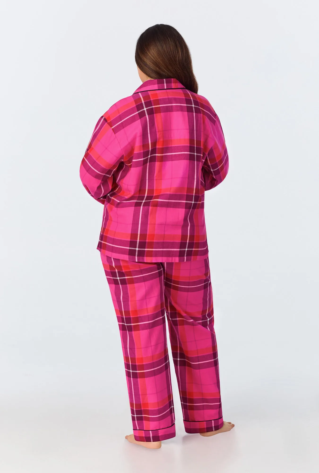 BedHead x Trina Turk Aurora Plaid Long Sleeve Classic Woven Portuguese Flannel PJ Set