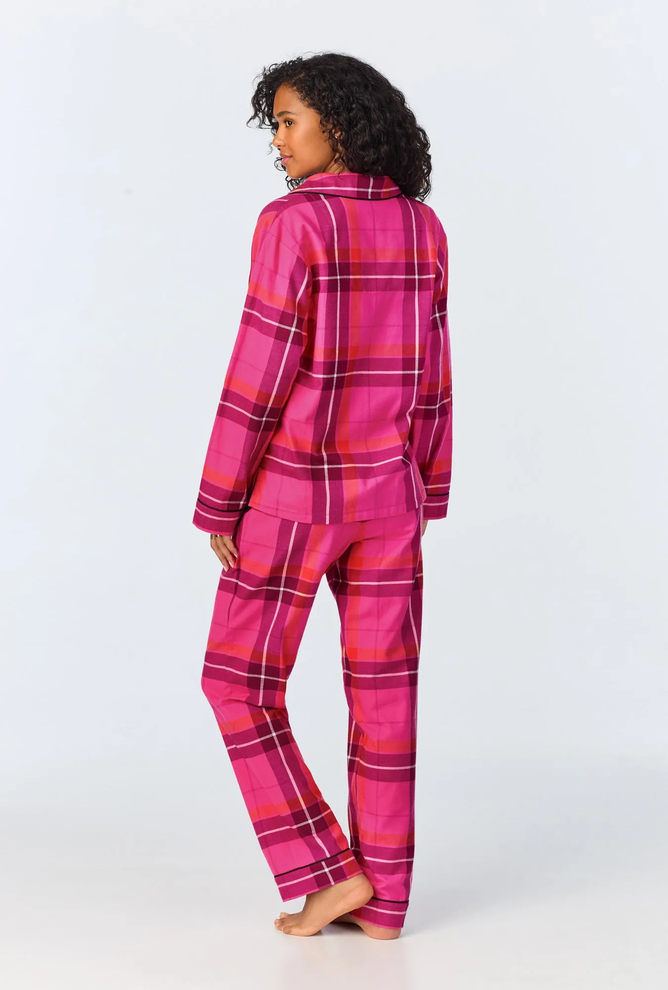 BedHead x Trina Turk Aurora Plaid Long Sleeve Classic Woven Portuguese Flannel PJ Set