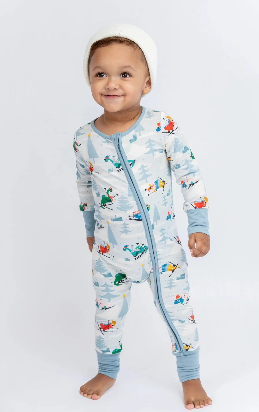 Bird & Bean Bamboo Footless Romper - Downhill Dino