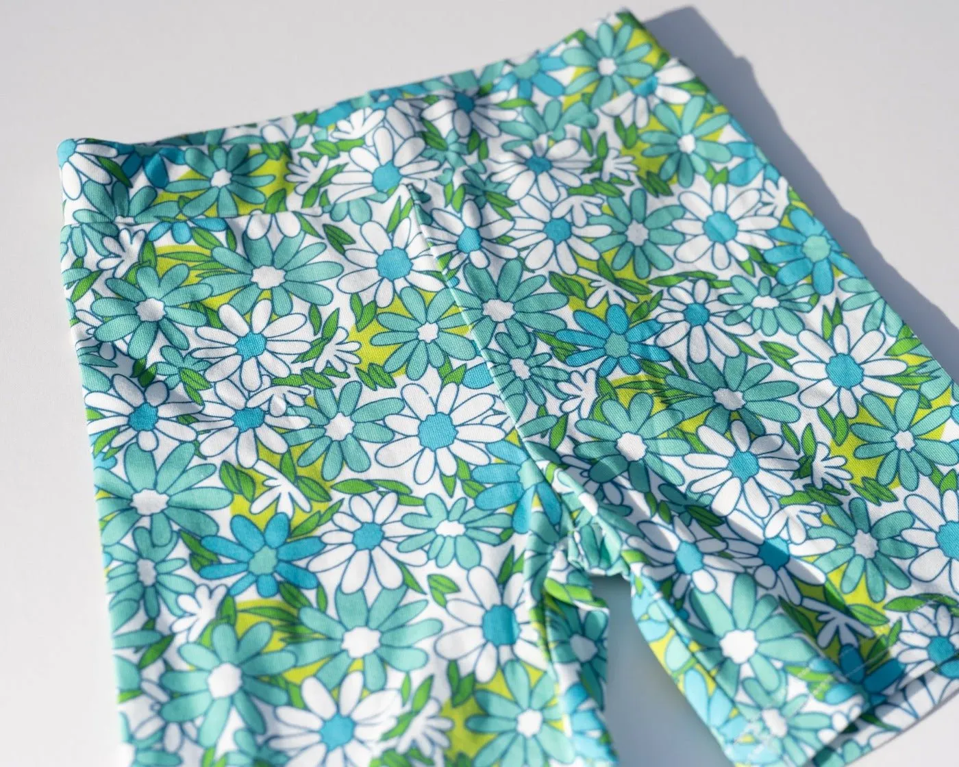 Blue Flower Power Bike Shorts For Toddlers And Girls