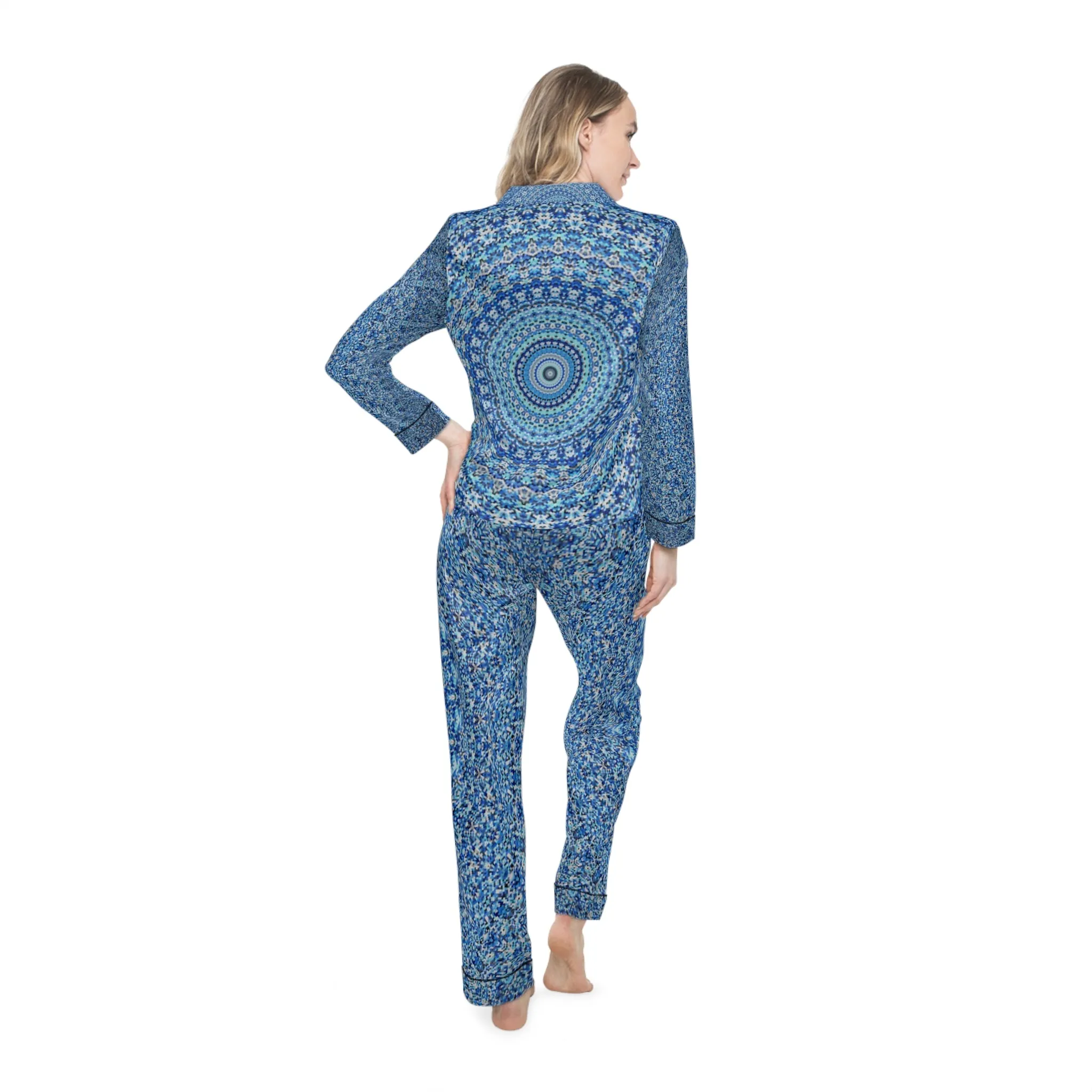 Blue Mandala - Inovax Women's Satin Pajamas