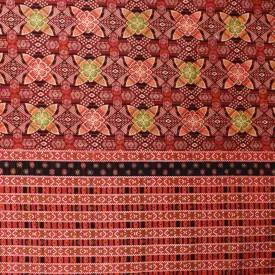 Burgundy Batik Border Cotton Print