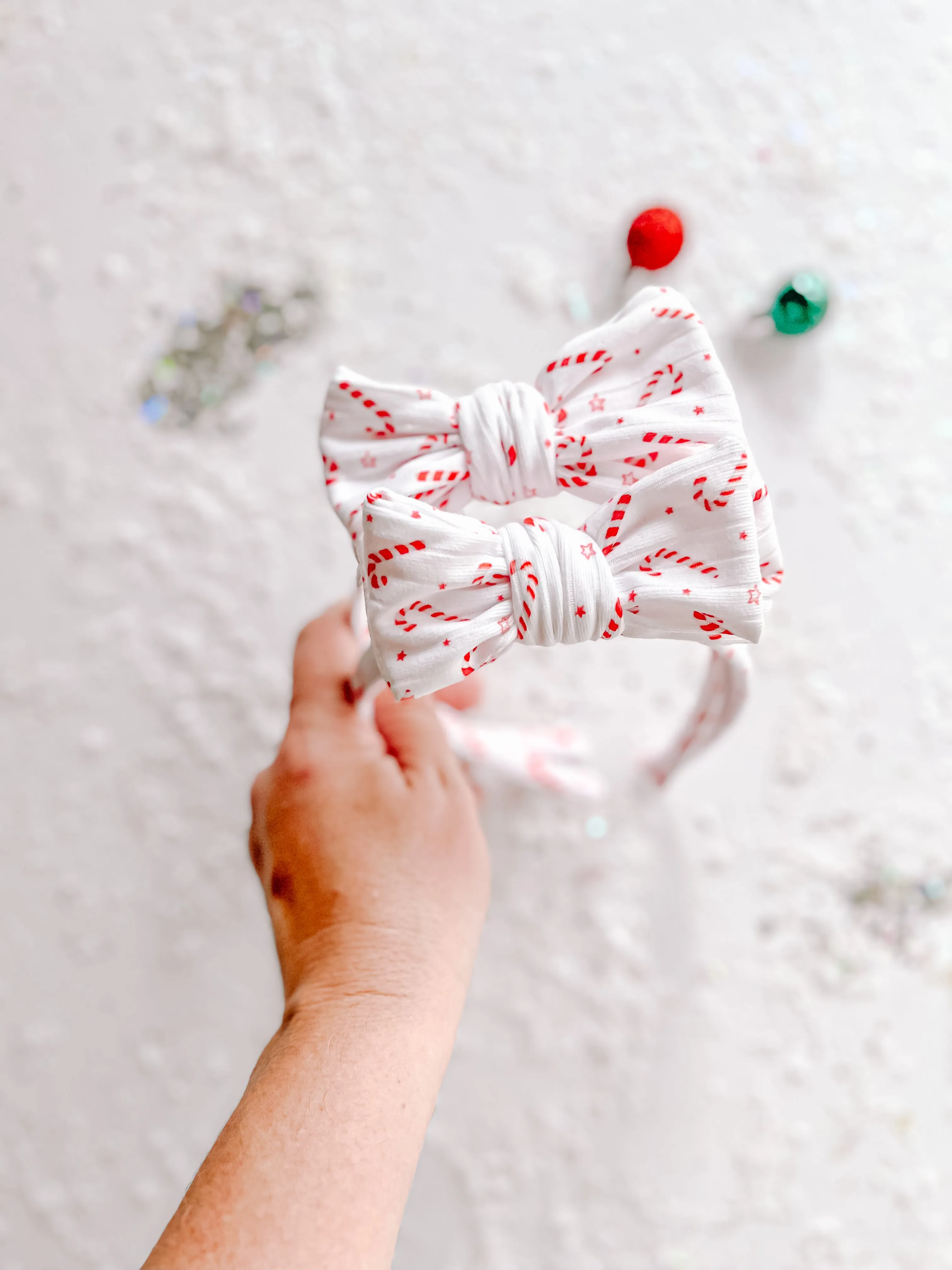 Candy Cane Bow Headband