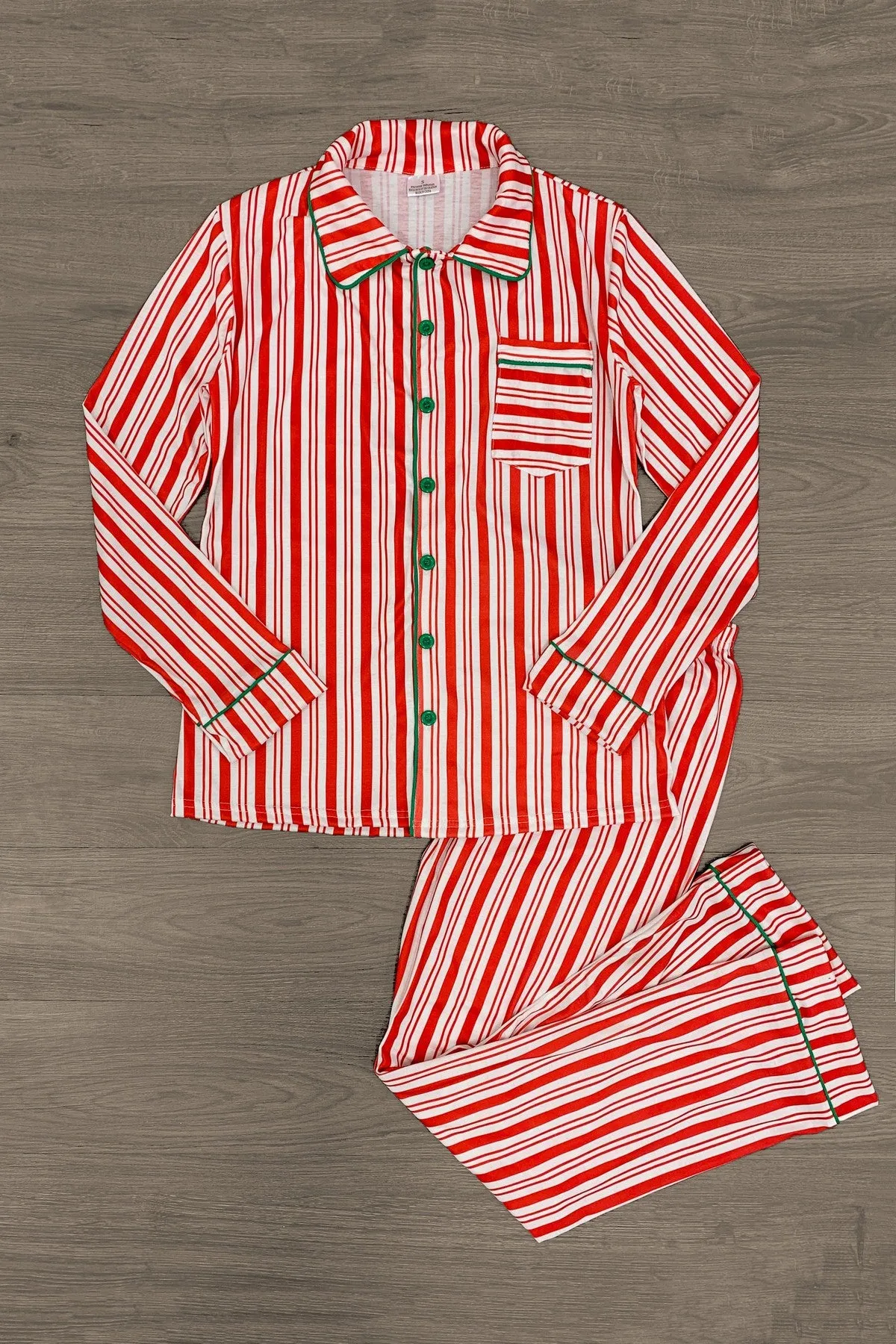 Candy Cane Stripe Family Pajamas - AND PET BANDANA!