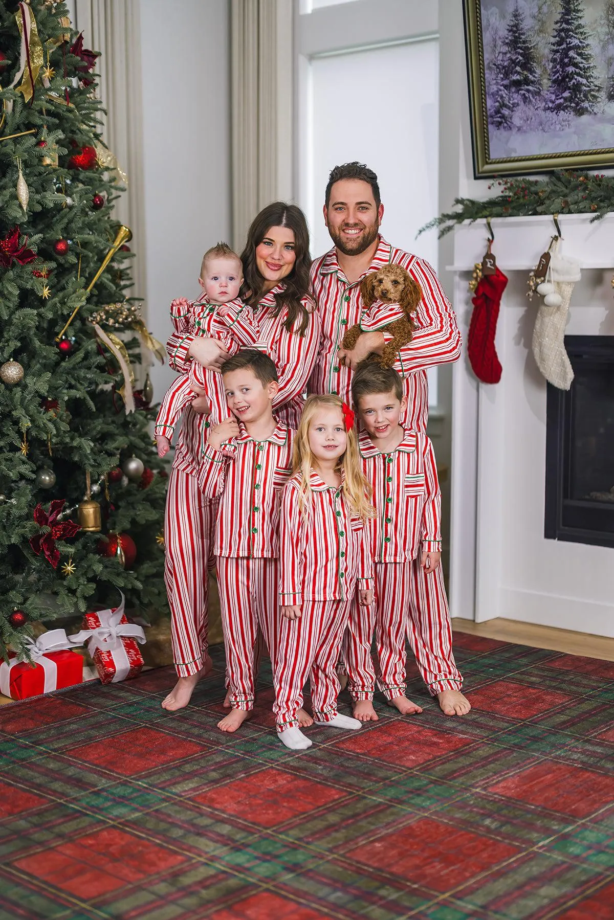 Candy Cane Stripe Family Pajamas - AND PET BANDANA!