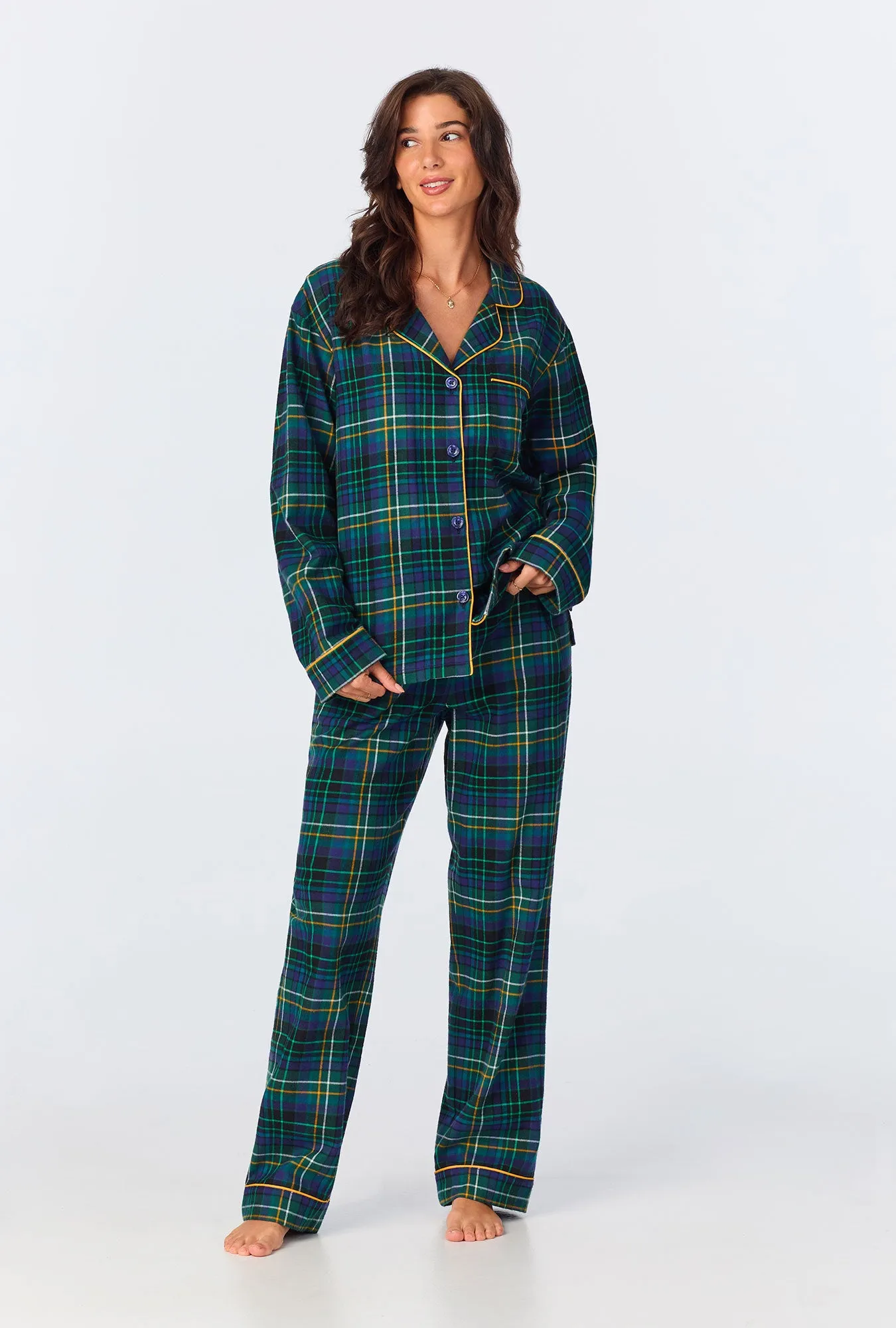 Celebration Plaid Long Sleeve Classic Woven Portuguese Flannel PJ Set