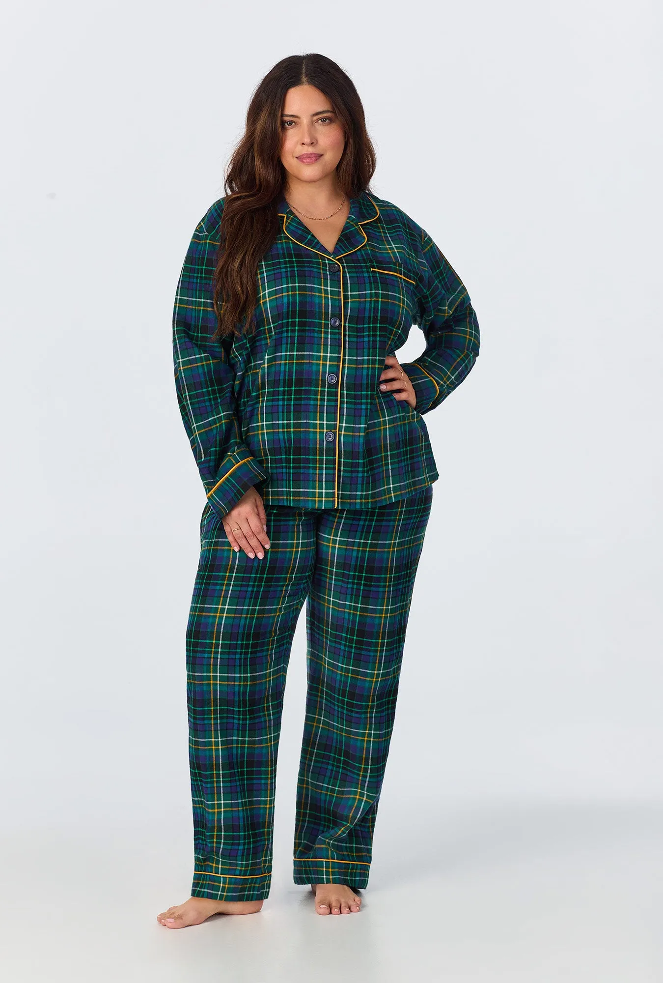 Celebration Plaid Long Sleeve Classic Woven Portuguese Flannel PJ Set