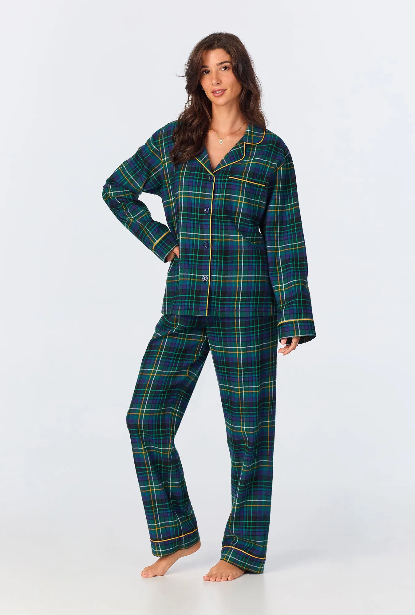 Celebration Plaid Long Sleeve Classic Woven Portuguese Flannel PJ Set