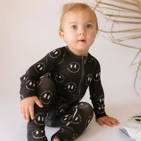 Charcoal & White FF Smile | Bamboo Zip Pajama