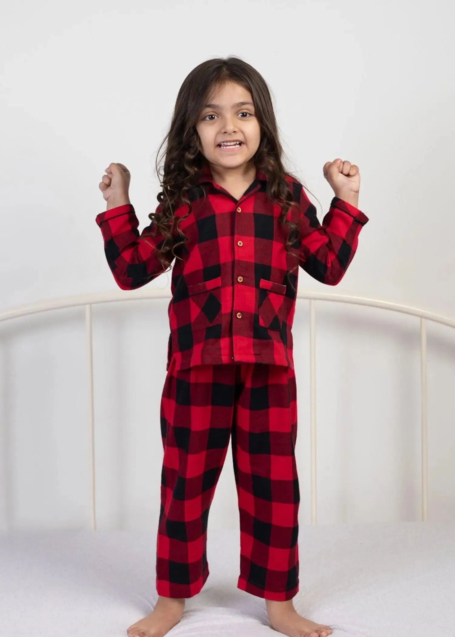 Checks Red Full Sleeves Nighsuit Unisex (1-14 Years)