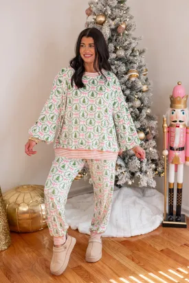 Christmas Cheer White Pajama Top