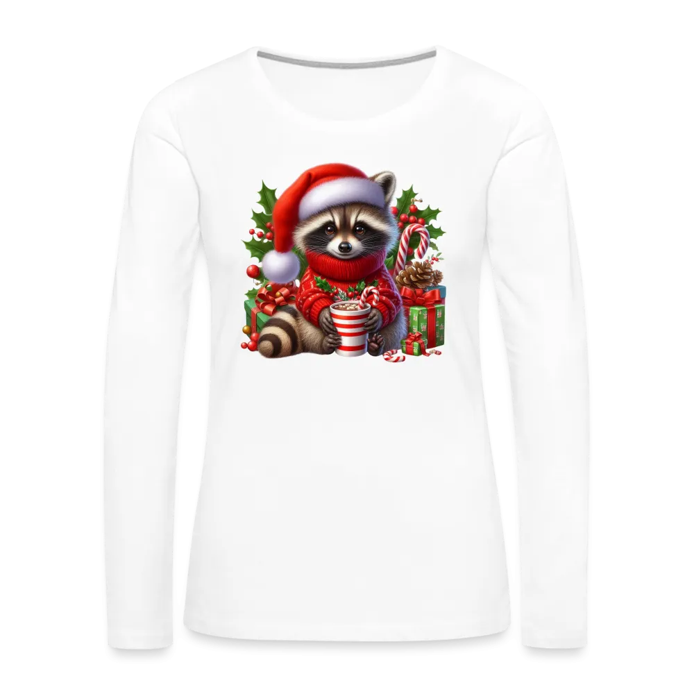 Christmas Cute Feral Raccoon Women's Premium Long Sleeve T-Shirt