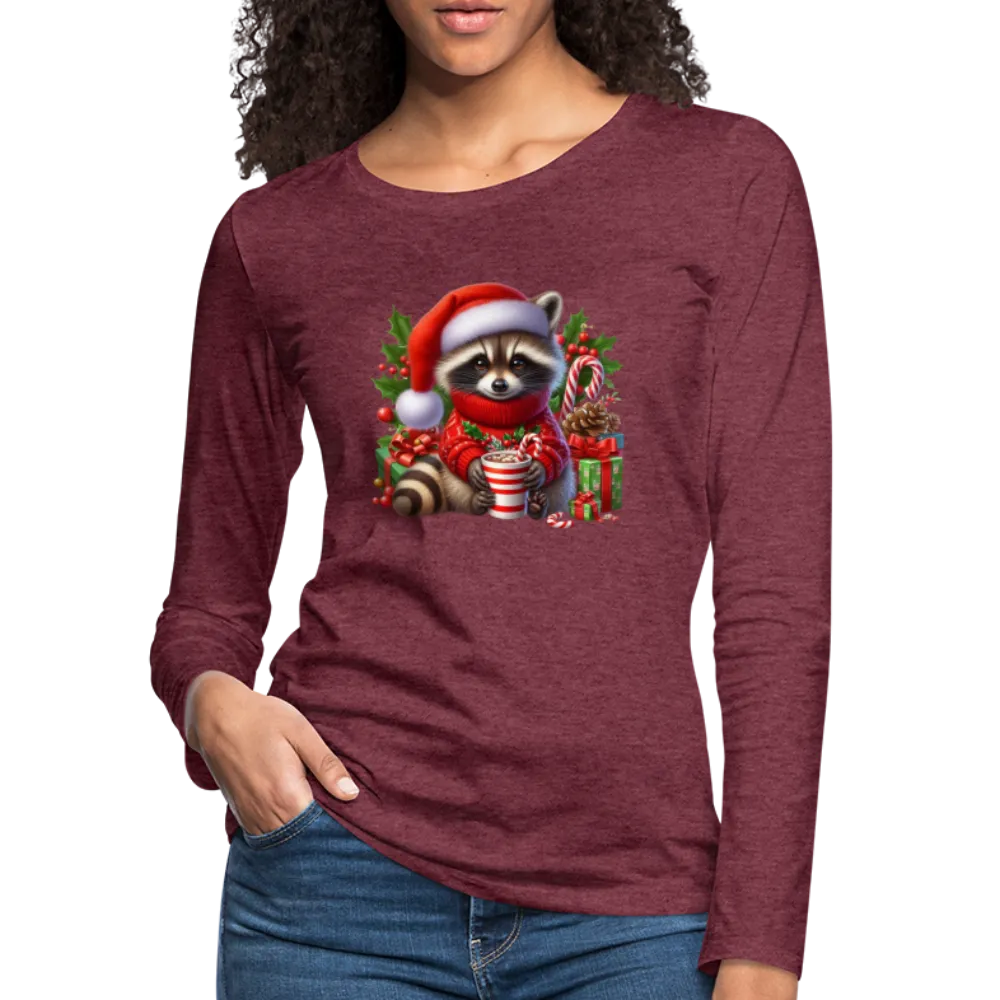 Christmas Cute Feral Raccoon Women's Premium Long Sleeve T-Shirt