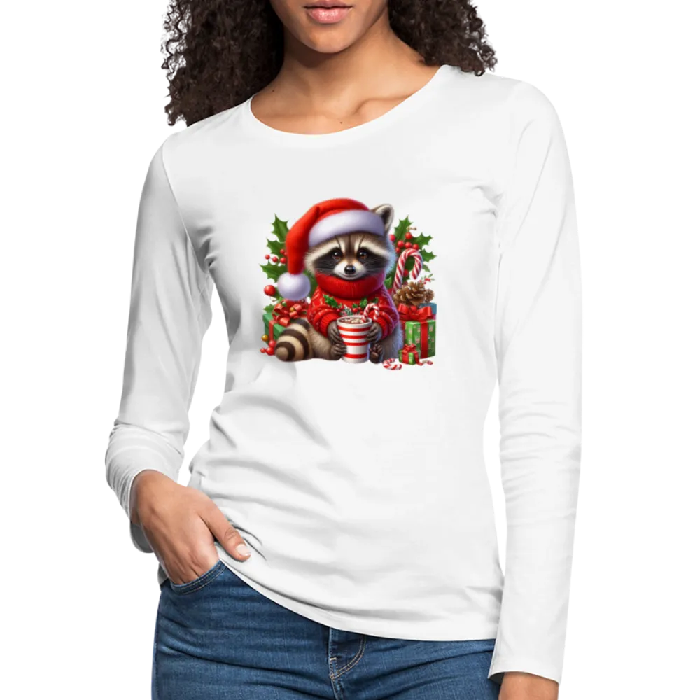 Christmas Cute Feral Raccoon Women's Premium Long Sleeve T-Shirt