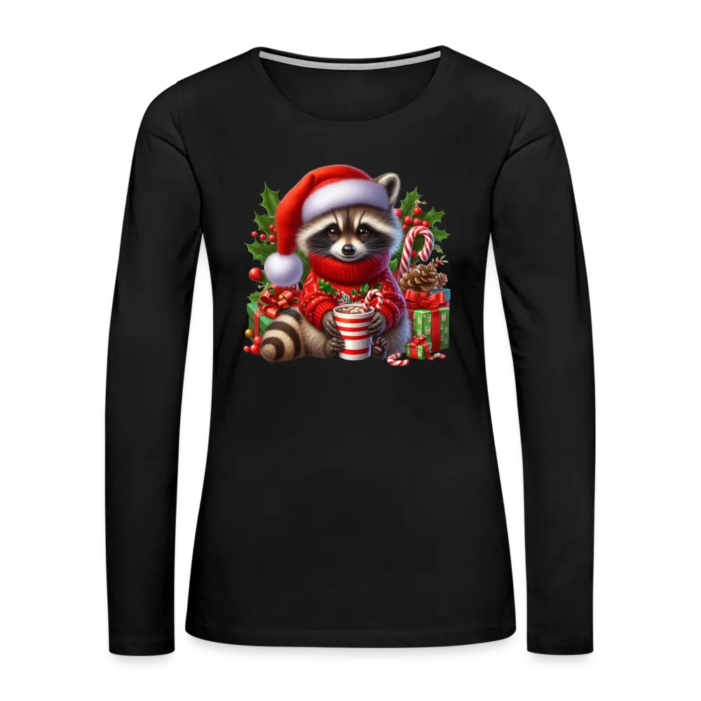 Christmas Cute Feral Raccoon Women's Premium Long Sleeve T-Shirt