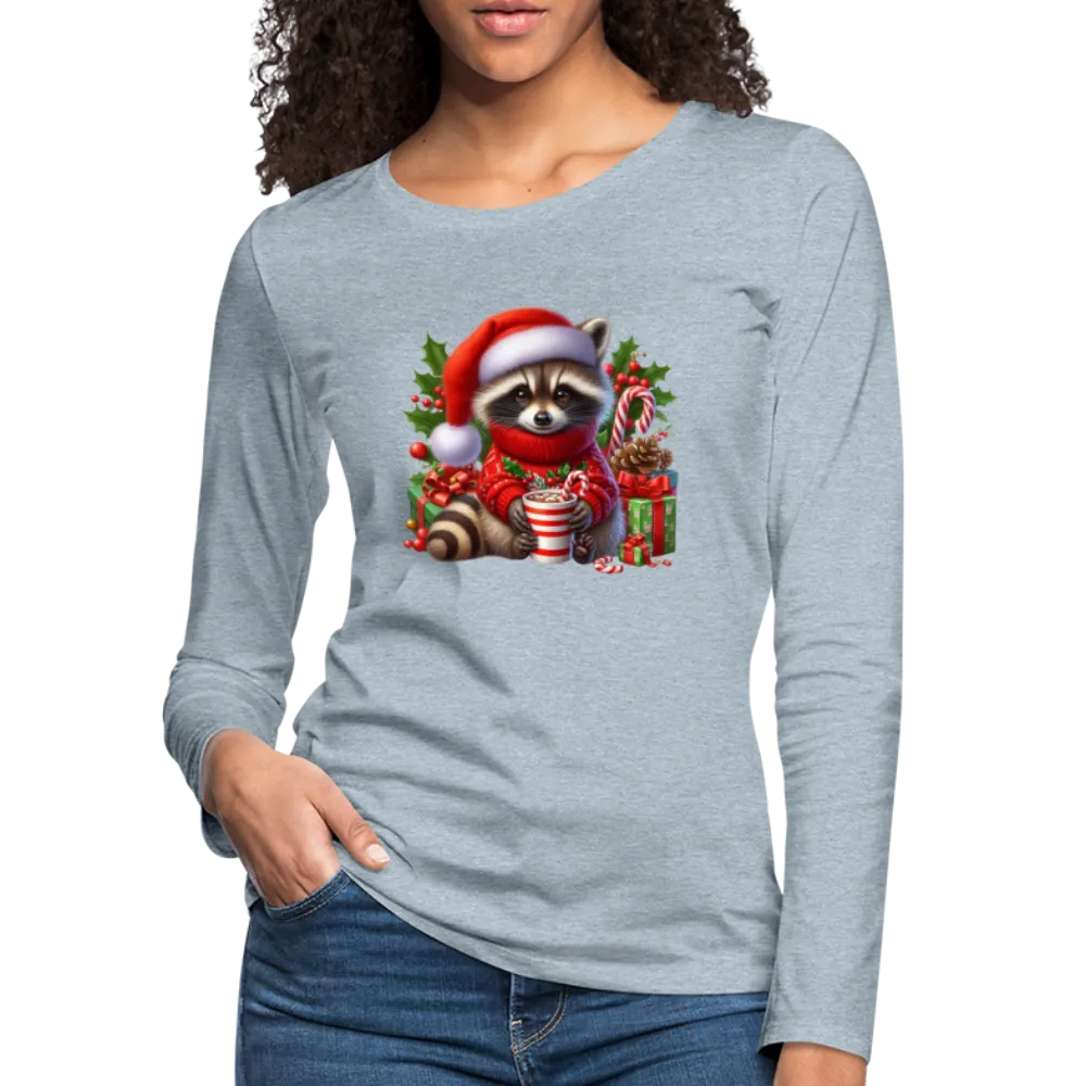 Christmas Cute Feral Raccoon Women's Premium Long Sleeve T-Shirt