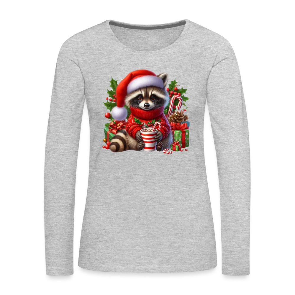 Christmas Cute Feral Raccoon Women's Premium Long Sleeve T-Shirt