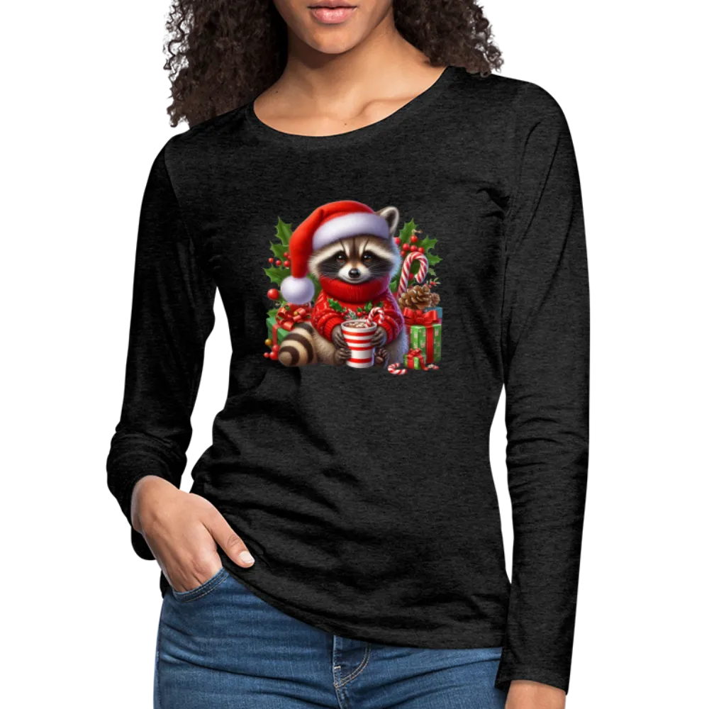 Christmas Cute Feral Raccoon Women's Premium Long Sleeve T-Shirt