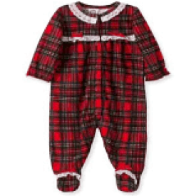 Christmas Holiday Plaid Girls Footed Sleeper Pajamas | Little Me