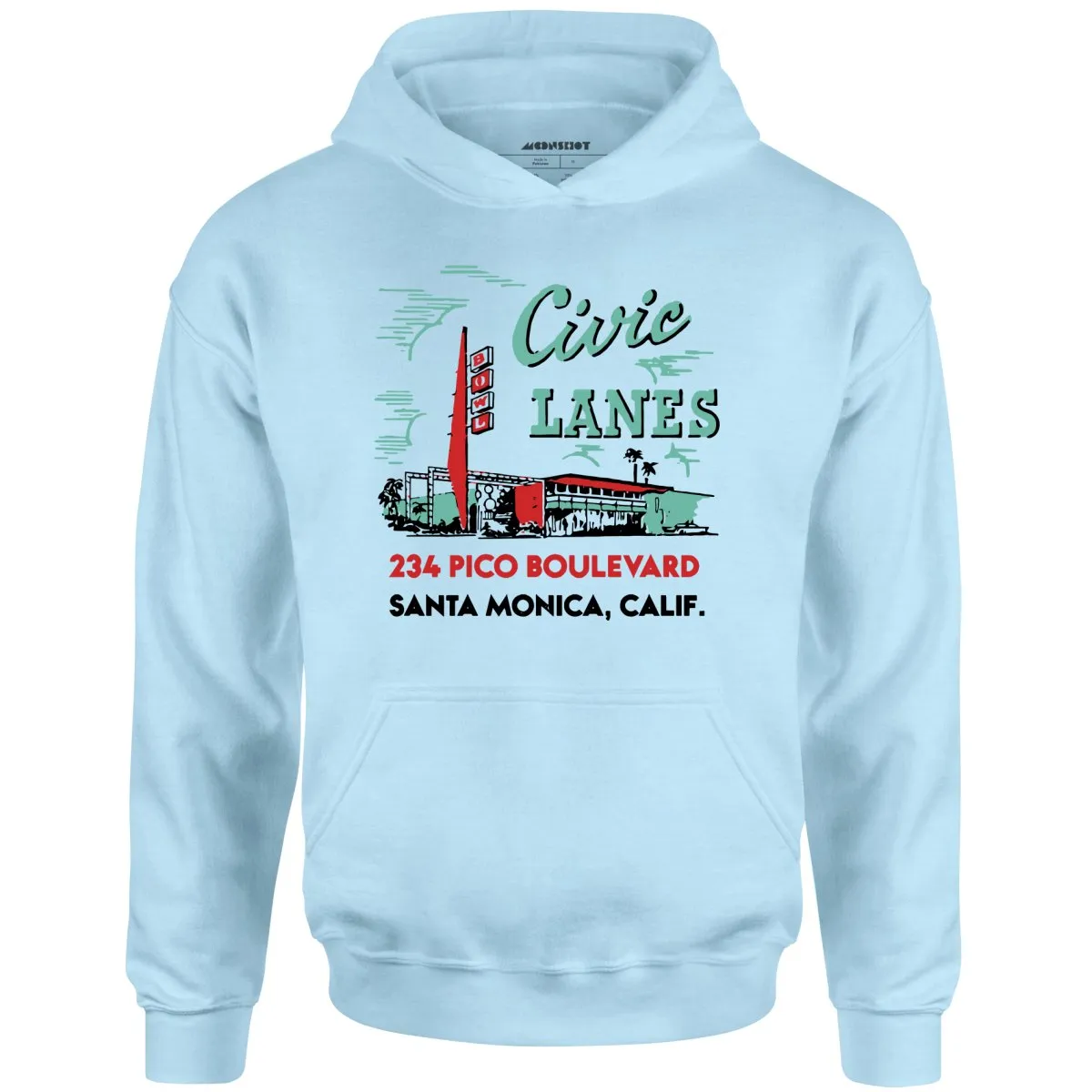 Civic Lanes - Santa Monica, CA - Vintage Bowling Alley - Unisex Hoodie