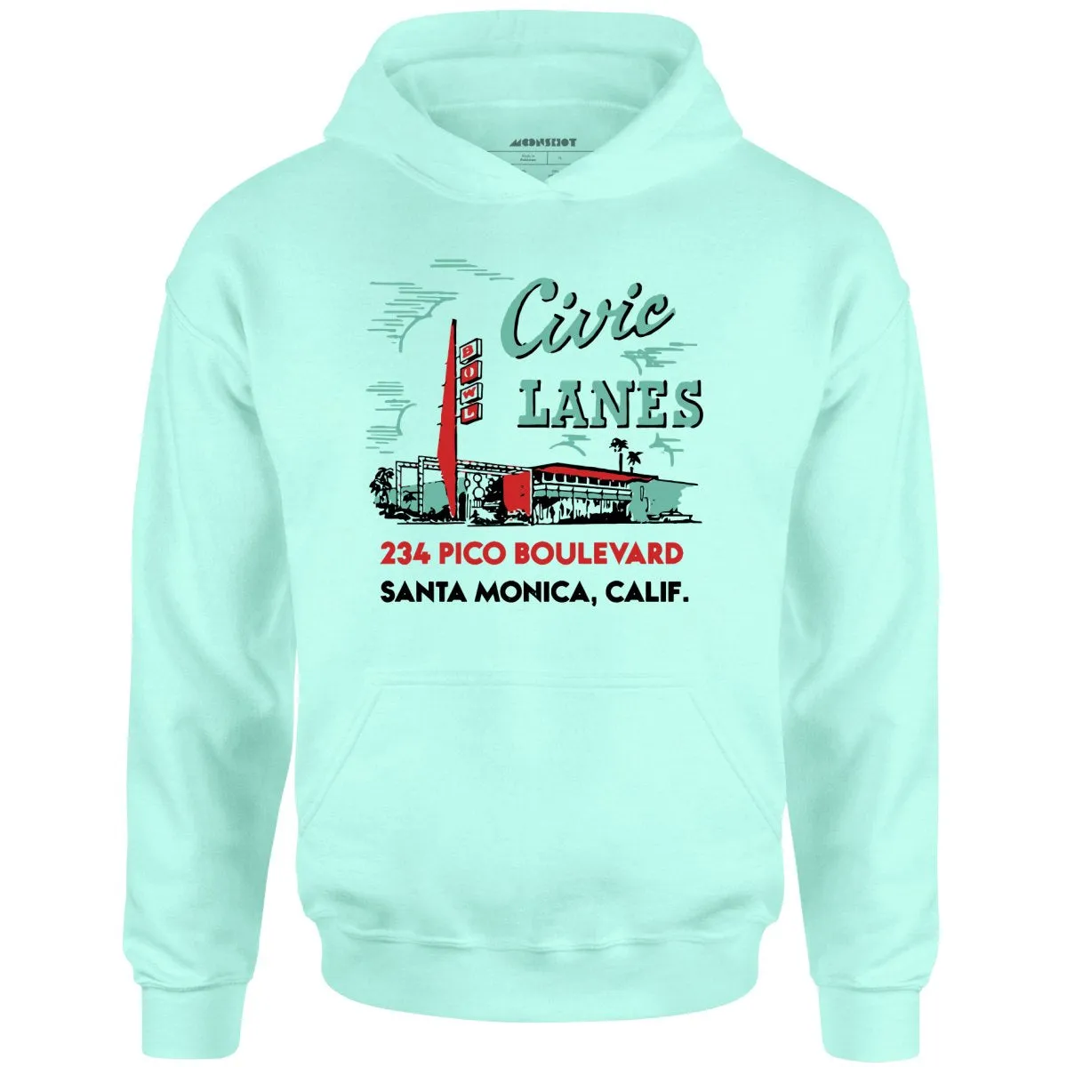 Civic Lanes - Santa Monica, CA - Vintage Bowling Alley - Unisex Hoodie