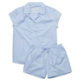 Classic Blue Gingham Luxe Pima Shorts Set