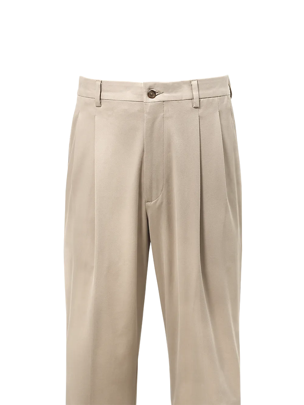 Classic Fit Cotton Stretch Twill Pleated Pants - Moss