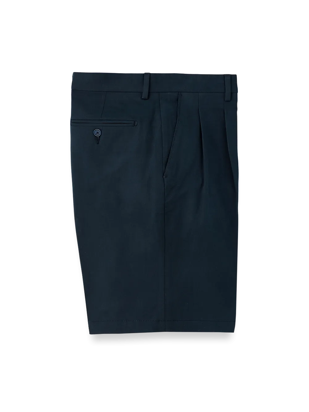 Cotton Stretch Twill Pleated Shorts - Ink