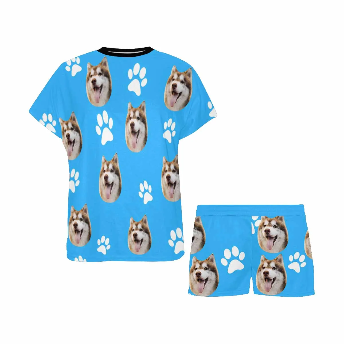 Custom Face Pajamas My Dog Sleepwear For Her Personalized Women's Short Pajama Set