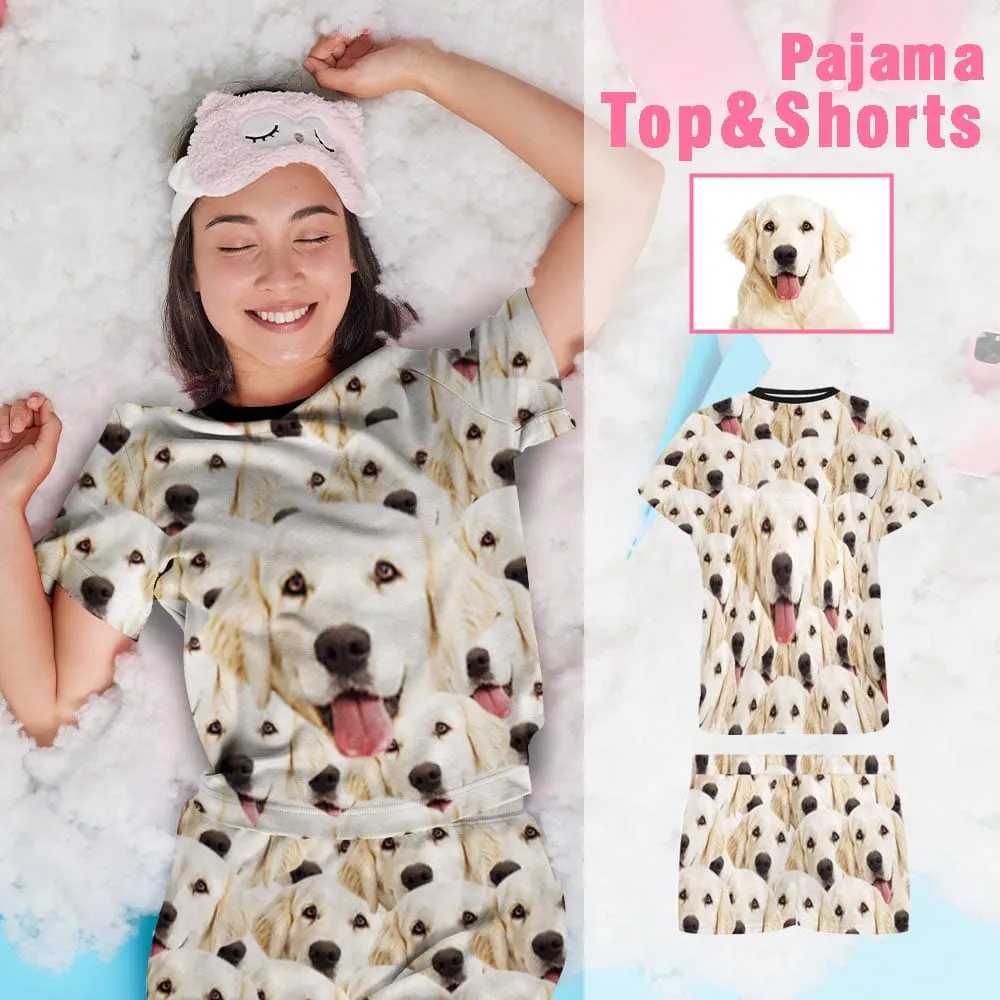 Custom Pets Face My Dog Sleepwear Personalized Photo Women's Pajama T-Shirt&Shorts&Pants Free Match