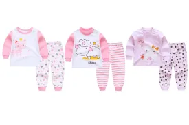 Cute Kitten, Happy Llama and Polka Kitten Baby and Toddler Pyjama Set of 3