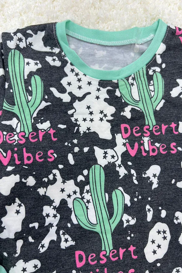 DLH0923-35 "Desert Vibes" &  cactus print 2pc short sleeve pajama set