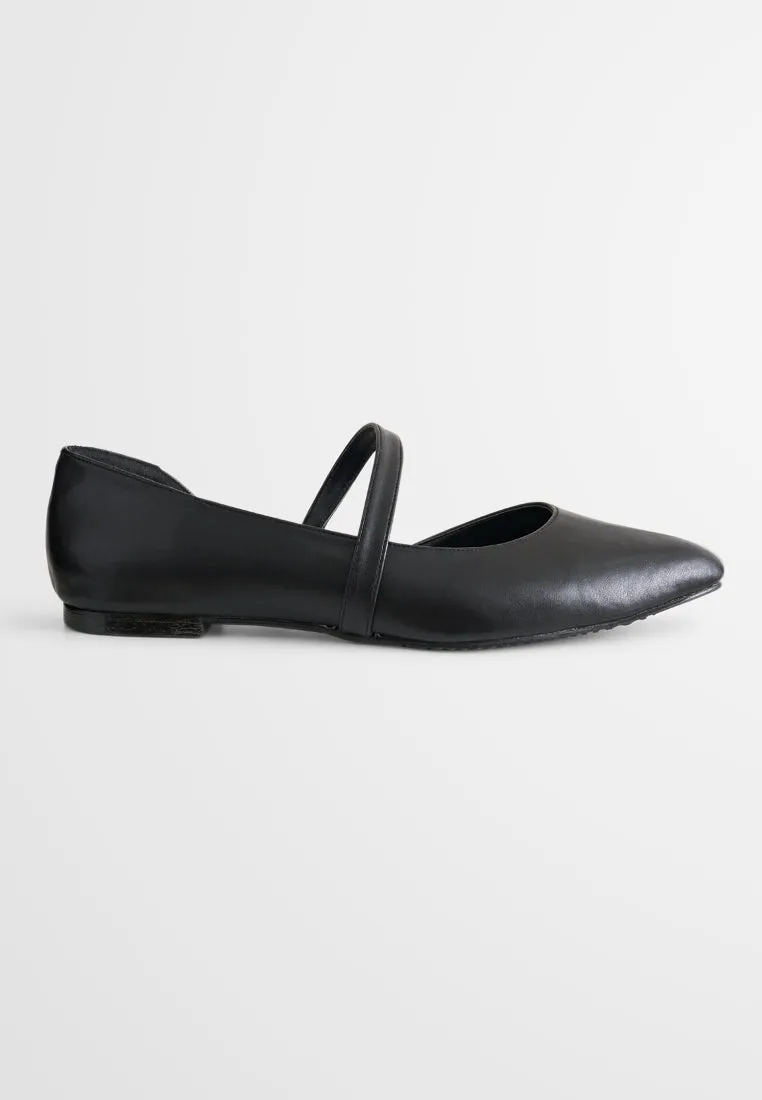 Elsie Elegant Pointy Flats - Black