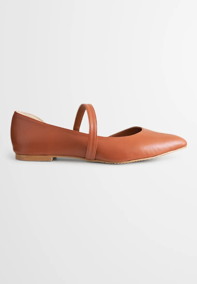 Elsie Elegant Pointy Flats - Brown