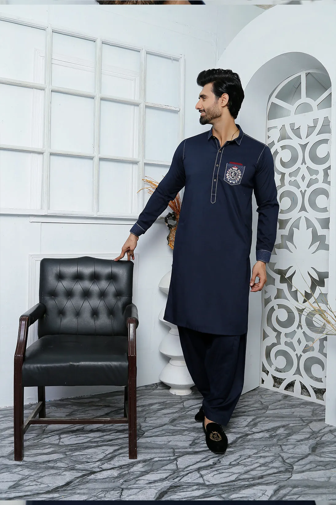 ER 484 Blue Edge Republic Kurta Pajama For Men