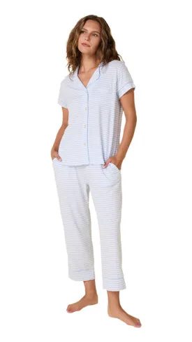 Essential Stripe Pima Knit Capri Set